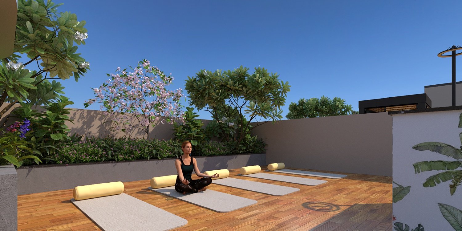 Sapphire Nest yoga area visual